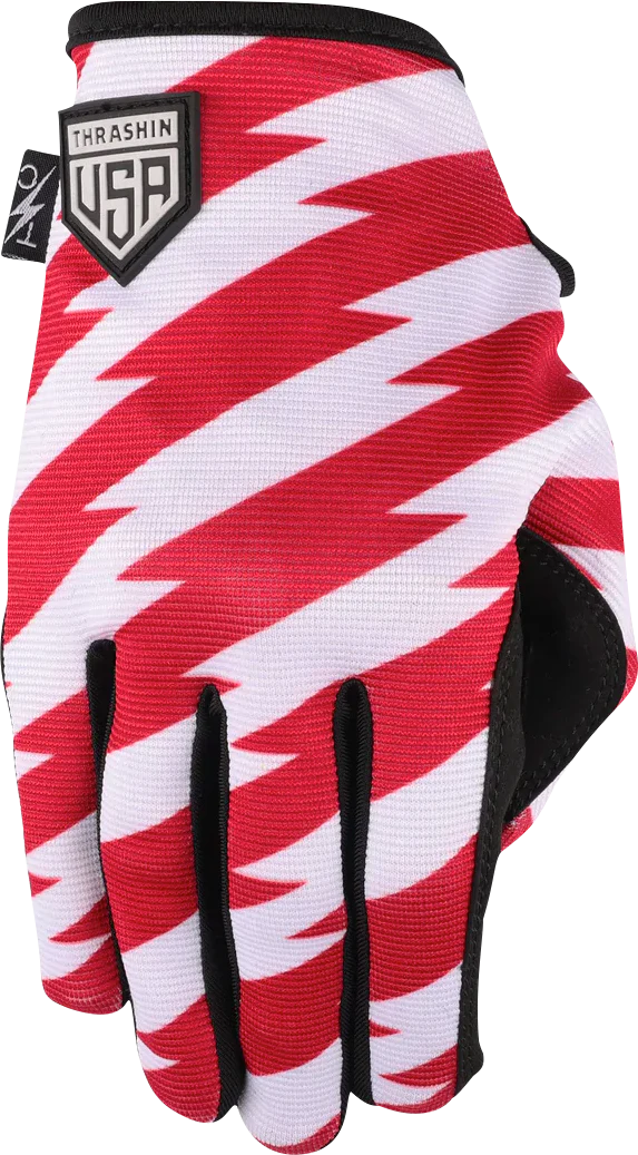 THRASHIN SUPPLY CO. Stars & Bolts Stealth Gloves Red/Blue - Image 4